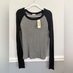 NWT Garage Two-Tone Ribbed Long Sleeve Top